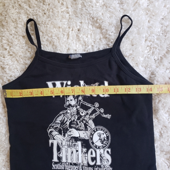 Vintage 1990s Wicked Tinkers Scottish Bagpipe Band Tank Top Spaghetti strap - Picture 8 of 10